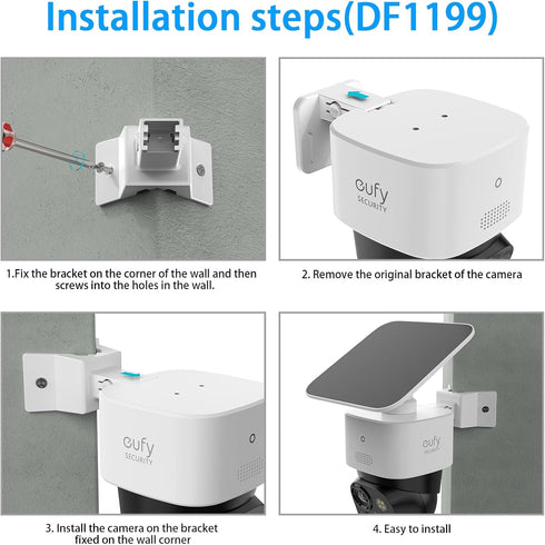 Wall Corner Mount for Eufy SoloCam S340, 360° Adjustable Bracket for Right-Angled Wall, Indoor/Outdoor Security