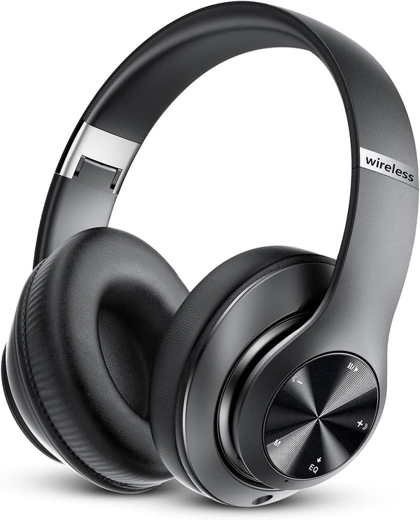Bluetooth Headphones Over Ear, Wireless Hi-Fi Stereo with 60 Hours Playtime, Foldable, Deep Bass, 6 EQ Modes,