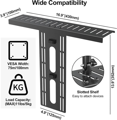 ErgoFocus 11 lbs, 75/100mm, DSLR Monitor Mount Hold up to Monitor Top Shelf for Livestream Device, Camera Mount