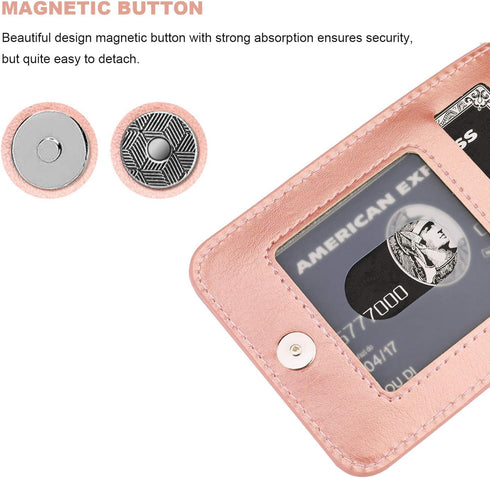 KIHUWEY Wallet Case for iPhone 12 Pro Max, Credit Card Holder, Premium Leather Magnetic Clasp, Rose Gold