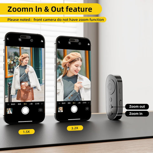 MAIRAN Bluetooth Camera Remote Shutter with Zoom and Front/Rear Camera Switch for Photo and Vlogging,Cllphone Remote