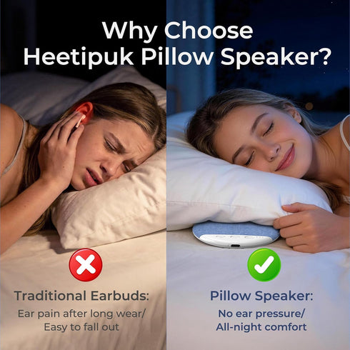 heetipuk 2026 Pillow Speaker,Bluetooth Pillow Speakers for Sleeping,Ultra-Thin Under Pillow Speakers with White Noise