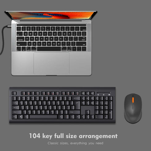 ONE-UP 2.4G Wireless Keyboard and Mouse Combo, Ergonomic Design, Silent Operation, for Mac, Windows, Laptop