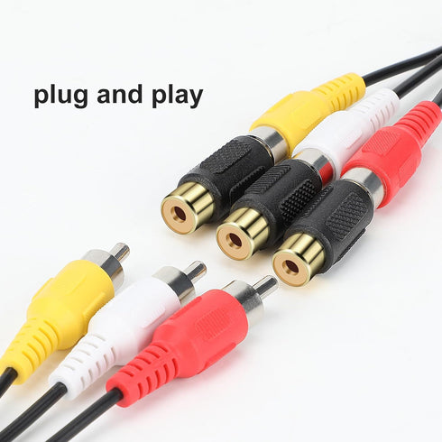 RCA Female to Female Coupler 3 Pack Audio Video RCA Adapter Connector for Amplifier, Speaker, TV - Gold Plated