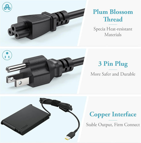 Slim 135W Charger for Lenovo ThinkBook 16p 15P - AC Adapter for ThinkPad T15p P16v Z16 X1 Extreme and IdeaPad