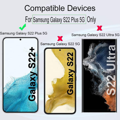 Ibywind Screen Protector for Samsung Galaxy S22 Plus 5G, 2Pcs Tempered Glass, 1Pc Camera Lens Protector