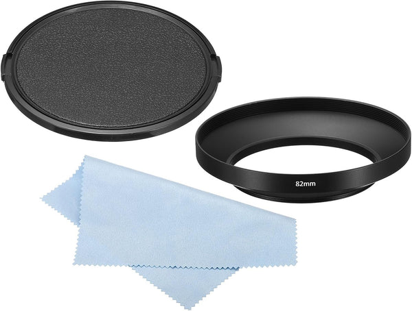 PATIKIL 82mm Lens Hood, Wide Angle Matte Surface Anti-reflective Hood with Cap and Cleaning Cloth for Camera Lens