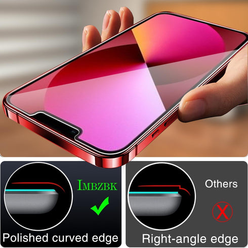 IMBZBK iPhone 13 Screen Protector 3 Pack - 9H Tempered Glass & Camera Lens Protectors, Case Friendly, Transparent.