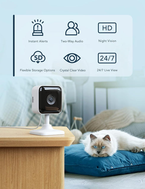 GNCC Indoor Camera for Home Security with Night Vision, Motion Detection, and 2-Way Audio