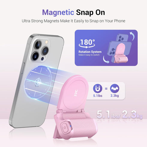 Magnetic Smartphone Shooting Holder Hand Grip with Tripod Mount & Wireless Shutter Remote for iPhone and Android
