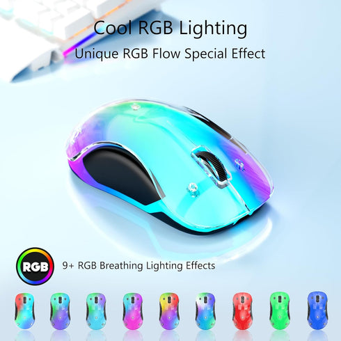 memzuoix 2.4G LED Wireless Mouse - Rechargeable Ergonomic Mouse with Detachable Cover, 1200 DPI