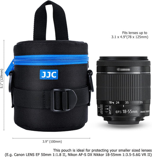 JJC Thick Camera Lens Pouch Case for Canon RF-S 18-150mm f/3.5-6.3 IS STM, Nikon AF 50mm f1.8D, and More