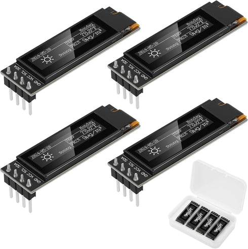 YELUFT 4pcs Pre-Soldered 0.91 Inch I2C OLED Display Module with Protective Case 128