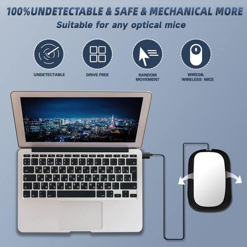Mouse Jiggler, Undetectable Mouse Mover Wiggler Shaker with Drive Free USB Port Simulate Mouse Automatic Random Movement to Prevent Computer Laptop from Sleeping and Keep PC Awake