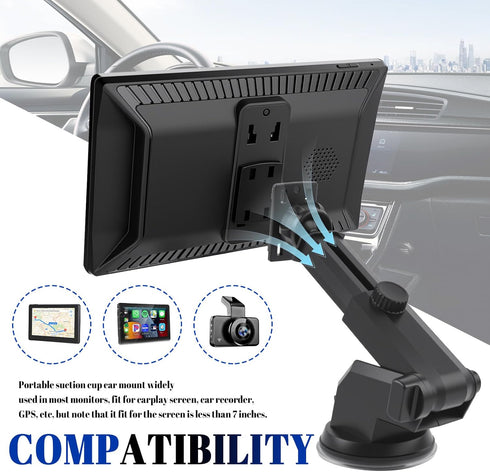 VKQTS 360 240 7 Inch Rotatable Carplay Mount,Windshield Suction Cup Mount with Adjustable Extension Arm,Portable