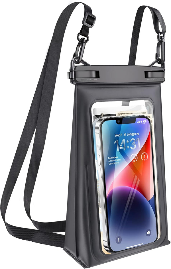 Large Universal Waterproof Phone Pouch, IPX8 Dry Bag with Wide Lanyard for Swimming and Rafting