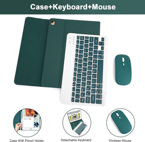 SOPPY Keyboard Case with Mouse for iPad, Bluetooth Keyboard for iPad 9th/8th/7th Gen, Detachable Keyboard, Dark Green