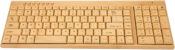 Keyboard and Mouse, 2.4GHz Plug and Play Bamboo Wood Control Devices for Win XP, NT, Vista, Win10, OS X, Android
