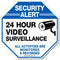 Video Surveillance Sign, 12x12 Security Alert Metal Sign for 24 Hour Video Surveillance, All Activities Monitored