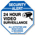 Video Surveillance Sign, 12x12 Security Alert Metal Sign for 24 Hour Video Surveillance, All Activities Monitored