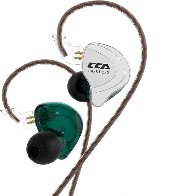 IEM Headphone, CCA C10 4BA+1DD Hybrid HiFi Earbuds, Sports Stereo Noise Cancelling Wired Headphone, Cyan