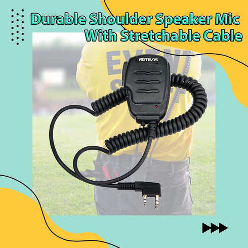 Retevis Walkie Talkies Mic, LED Shoulder Speaker Mic for Retevis RT22 RT68 H-777, Compatible with Baofeng Radios -