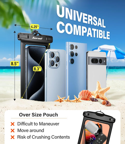 Hiearcool Waterproof Phone Pouch, Universal Case for iPhone 15 14 13 12 Pro Max Plus Up to 8.3", IPX8 Beach Essentials