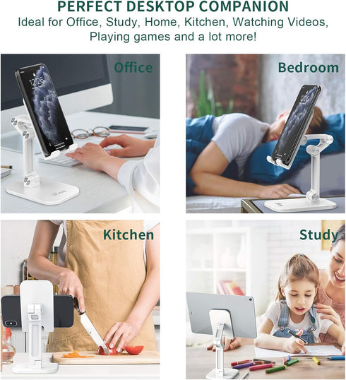 Foldable Adjustable Cell Phone Stand for iPhone 12 and All Smartphones, Heavy Duty Mobile Stand, Tablet Holder