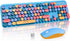 FOPETT Wireless Keyboard and Mouse Combo - 105 Keys Full-Sized Colorful Keyboards, USB Receiver Plug and Play for