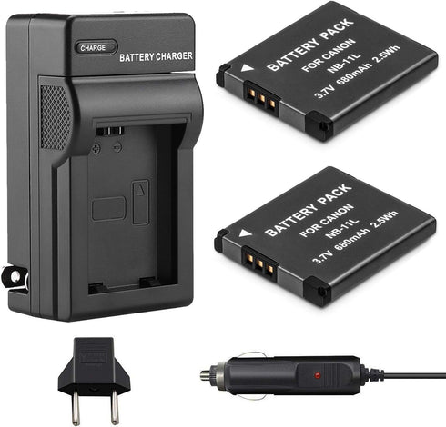 NB-11L/NB-11LH Battery (2-Pack) and Charger Kit for Canon PowerShot ELPH 190 is, ELPH 180, ELPH 110 HS, SX400 is, SX410