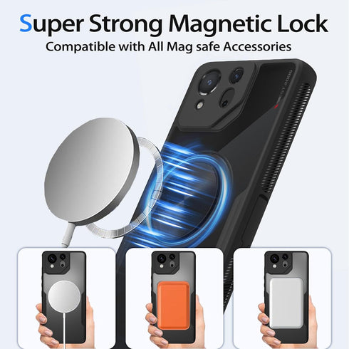 ASUS ROG Phone 8/8 Pro (2024) Magnetic Stand Case, 360 Rotatable Ring Kickstand, No-Yellowing Crystal Clear Anti-Slip