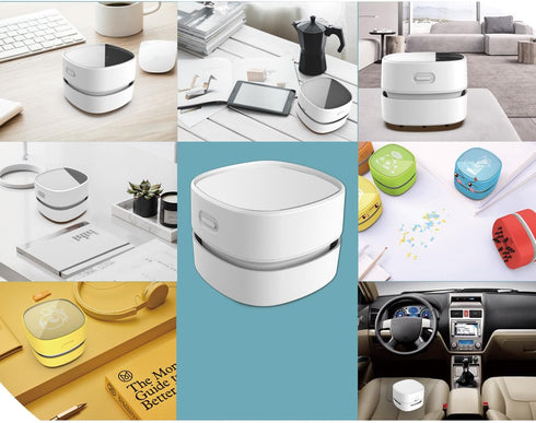 ODISTAR Desktop Vacuum Cleaner, Mini Table Dust Sweeper, Cordless & 360º Rotatable Design for Keyboard/Home/Office