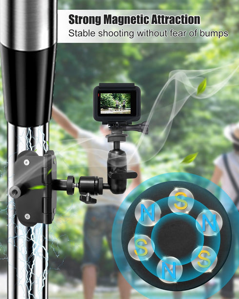 JUFZQO 360, Upgrade Magnetic Fence Mount Fit for GoPro Mevo Start iPhone and Insta Flexible Magnetic Phone Fence Mount