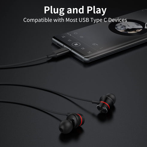USB C Headphones,USB Type C Earphones Wired Earbuds Magnetic Noise Canceling in-Ear Headset with Microphone for iPhone 15 Pro Max Plus,iPad Pro,Samsung Galaxy S23 S22 S21 S20,Note 10 20,Pixel 5 4 3XL