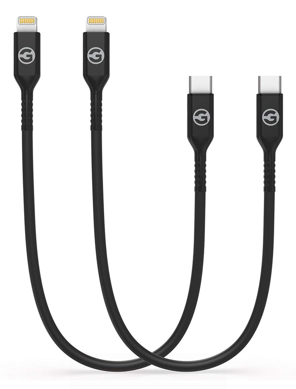 GALVANOX Short iPhone Charging Cable (2 Pack) - Apple MFi Certified USB C to Lightning 1ft Braided Charger