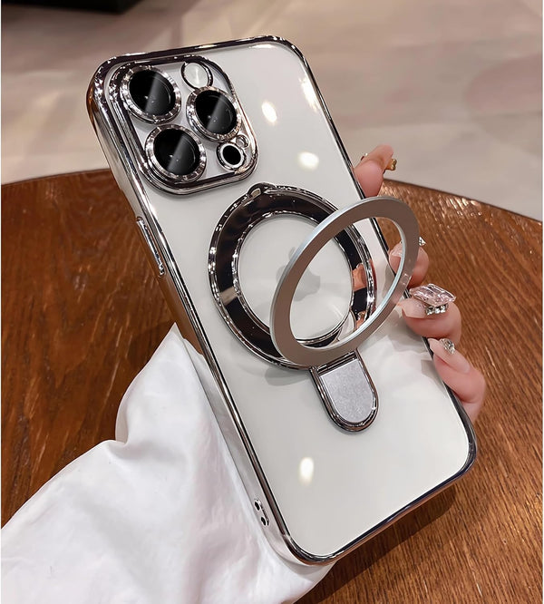 Magnetic Invisible Stand for iPhone 15 Pro Max Case, Military-Grade Protection, Clear Scratch-Resistant