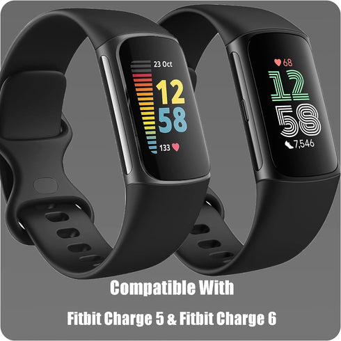 for Fitbit Charge 6/5 Screen Protector Case, 2-Pack Soft TPU Rugged Face Cover with Full Around Protective Plated Shell for Charge 6/5 Smartwatch