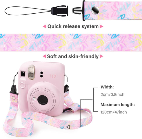 Camera Strap Kids,Camera Lanyard Neck Strap Kids,iPad Strap for Kids,Children Camera Strap for Fujifilm mini Camera Kodak Smile + Smile plus(Pink)