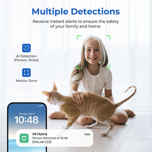 IMILAB C22 3K 360 2.4Ghz 6 2-Way Security Indoor Camera - View Home Camera with Color Night Vision for Baby/Pet