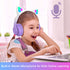 Kids Bluetooth Headphones, Wireless Over-Ear Headphones with Microphone, Cat Ear Design for Girls, Purple
