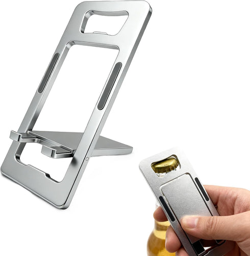 JYWYBF Durable Aluminum Phone Holder with Bottle Opener, Flat iPhone Stand for Desk,