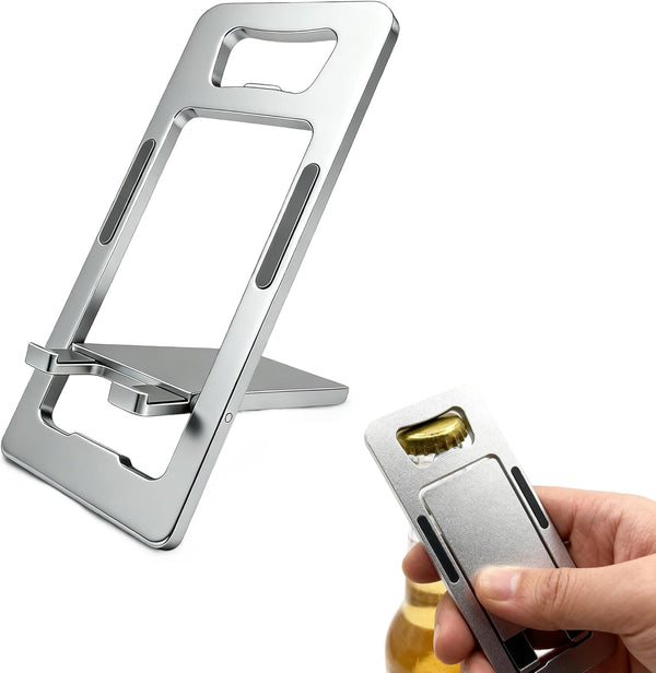 JYWYBF Durable Aluminum Phone Holder with Bottle Opener, Flat iPhone Stand for Desk,