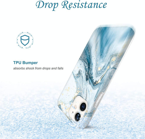 JIAXIUFEN Gold Sparkle Glitter Case, Compatible with iPhone 12 mini, Marble Design Slim Shockproof TPU Cover