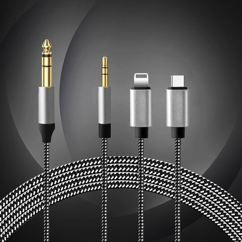 6.56FT MFi Certified Lightning to 1/4 Inch TRS Cable - 3-in-1 Stereo 1/4 TRS Cable for Headphone AMP (Lightning