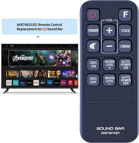 New AKB74815301 Replacement Remote Control for LG Soundbar S55A3-D LAS454B LAS485B LAS453B S45A1-D SH3B SH3K SJ4Y SPH3B-W SPH4B-W Sound Bar