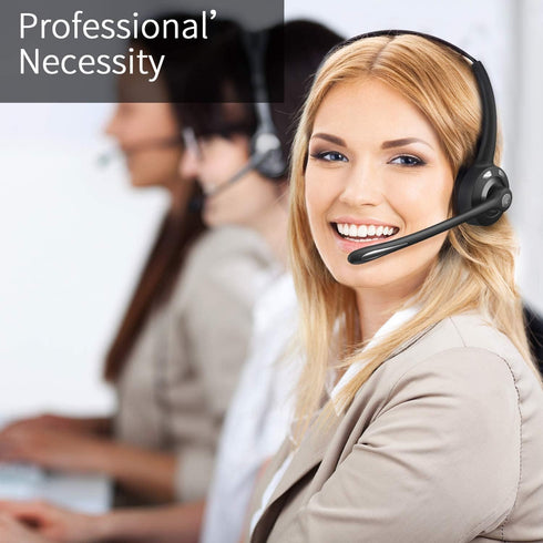 Wireless Headphones, Pro Trucker Headset, Wireless Over Head Earpiece for Truck Driver, Phones, Call Center