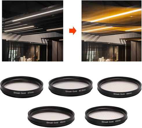 Camera Lens Filter Gold Streak Anamorphic Effect Photography Filter Accessories (37mm)