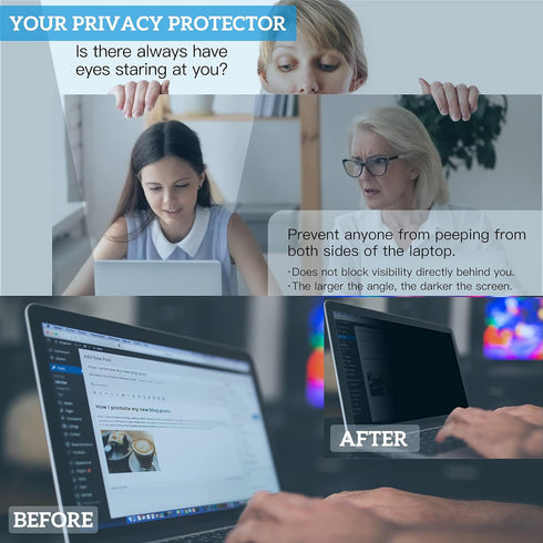 FILMEXT 15.6 inch Laptop Privacy Screen Filter, Anti-Spy, Anti-Glare, Anti Blue Light for Asus, Acer, Dell, Toshiba