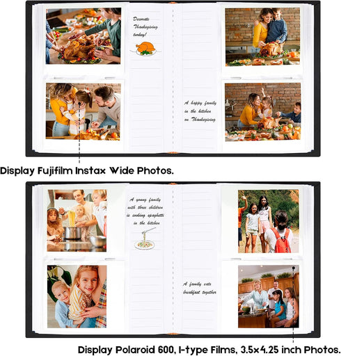 Photo Album for Fujifilm Instax Wide 300 Camera, Linen Cover, 120 Pockets for Polaroid Instant Photos