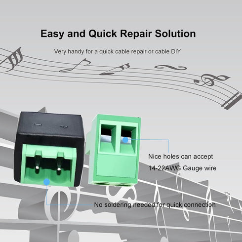 1/4 Jack, 4Pcs Solderless 1/4 Inch Audio Jack TS Male Mono Plugs Connector for Speaker, Guitar, Microphone Cables Repair